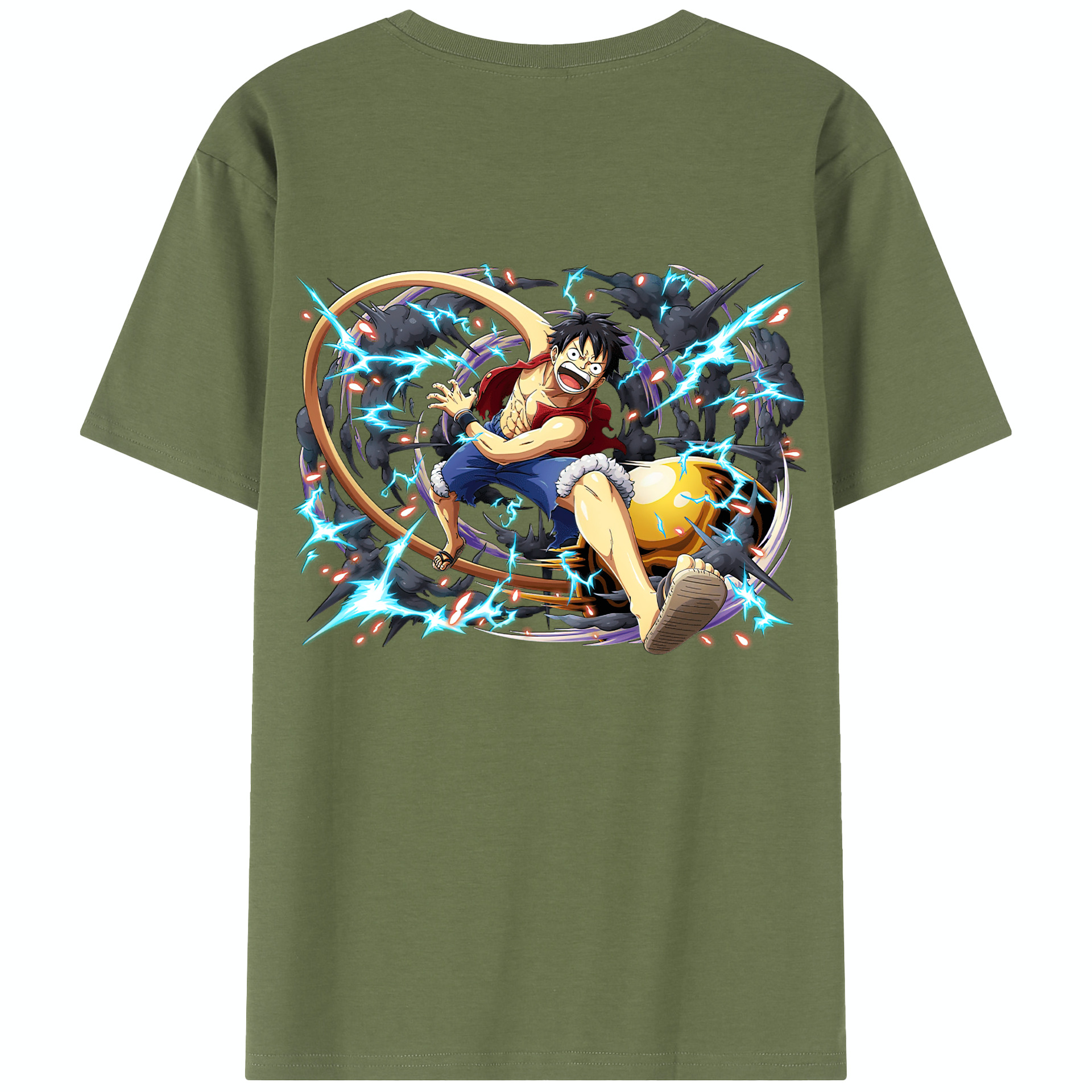 ワンピース モンキー・D・ルフィ ONE PIECE Monkey D. Luffy 綿100％半袖Tシャツ（背面プリント）